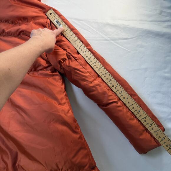 Surlansive Burnt Orange Down Puffer Coat w/ Fur Trim Hood Size 36 Small - Picture 6 of 16